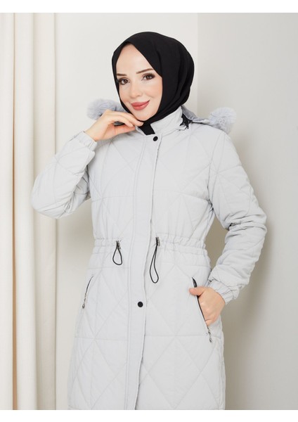 Kadın Tam Dolgulu Bel Bağcıklı Kol Lastikli Nova Kumaş Genç ve Spor Ara Boy Tesettür Mont 0216 modelleri