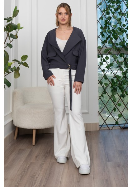 Kuşak Detaylı Kısa Ceket 8612