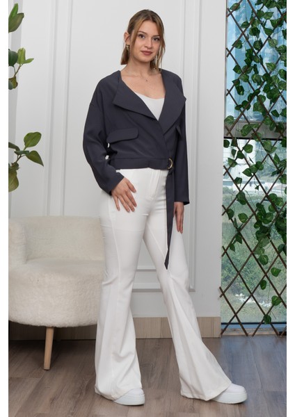 Kuşak Detaylı Kısa Ceket 8612 fiyatları