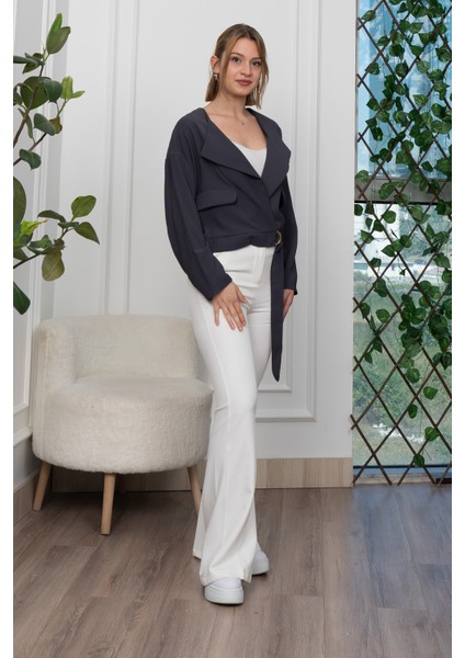 Kuşak Detaylı Kısa Ceket 8612 indirimleri