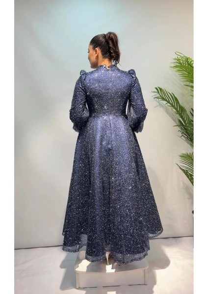 Tesettür Abiye Elbise - Tamamı Simli Işlemeli Uzun Kollu, Özel Gün Düğün Davetlik fiyatları