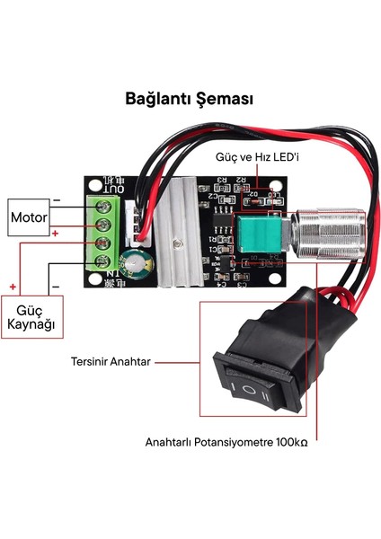 Ileri Geri Dc Motor Hız Kontrol Cihazı Pwm Dc 6V12V24V 3A modelleri