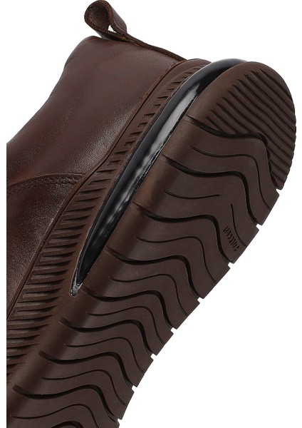 Erkek Kahverengi Bağcıklı Deri Casual Sneaker 25WFD681718