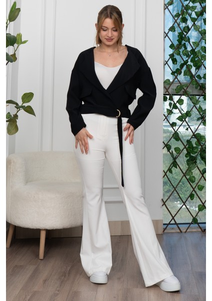 Kuşak Detaylı Kısa Ceket 8612