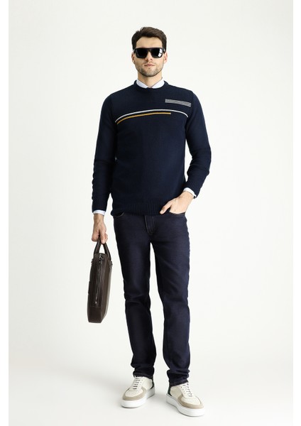 Bisiklet Yaka Regular Fit Desenli Triko Kazak fiyatları