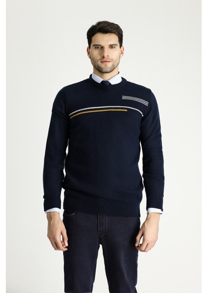 Bisiklet Yaka Regular Fit Desenli Triko Kazak modelleri