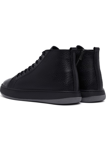 Erkek Siyah Bağcıklı Fermuarlı Deri Spor Bot 25WFD6609FT