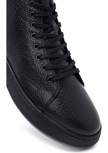 Erkek Siyah Bağcıklı Fermuarlı Deri Spor Bot 25WFD6609FT