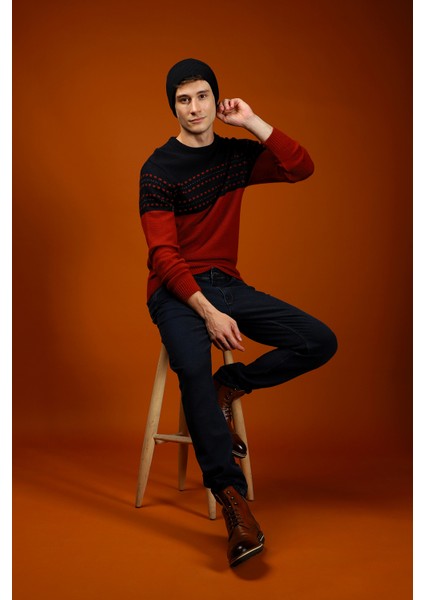 Bisiklet Yaka Slim Fit Dar Kesim Desenli Triko Kazak fiyatları