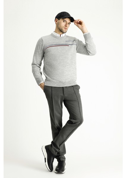 Bisiklet Yaka Regular Fit Desenli Triko Kazak fiyatları