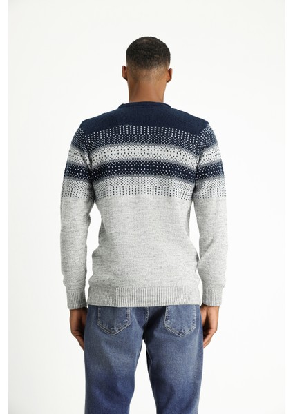 Bisiklet Yaka Regular Fit Desenli Triko Kazak fırsatları