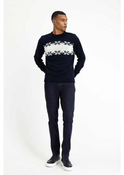 Bisiklet Yaka Regular Fit Desenli Triko Kazak fiyatları