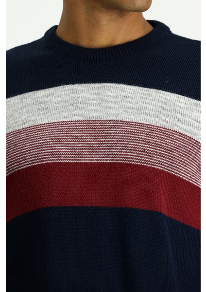 Bisiklet Yaka Regular Fit Çizgili Triko Kazak indirimleri