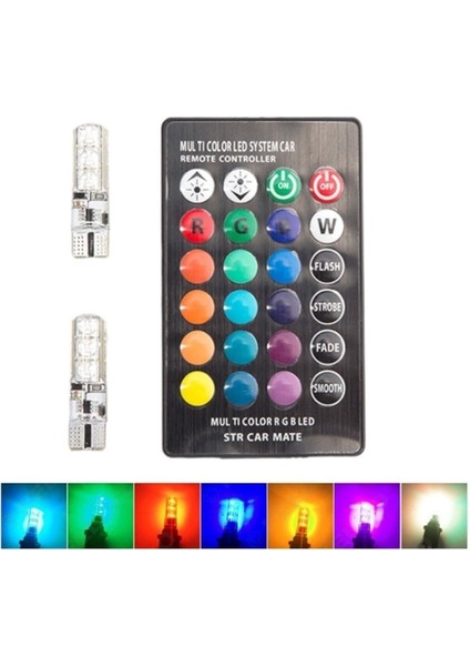 LED Ampul - LED Lamba - T10 Dipsiz Ampul - Renk Değiştiren Ampul - Rgb LED Ampul 18 Modlu