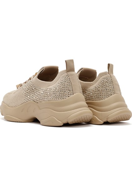 Zero Kadın Bej Bağcıklı Taş Detaylı Kumaş Sneaker 25AFD43026F indirimleri