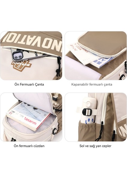 Basit Büyük Kapasiteli Omuz Çantası Öğrenci Okul Çantası (Yurt Dışından) modelleri