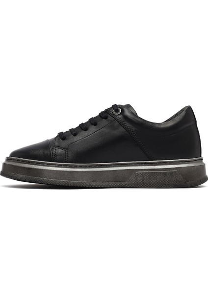 Erkek Siyah Bağcıklı Deri Sneaker 25WFD654318 fiyatları