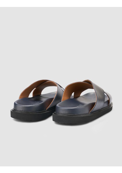 %100 Hakiki Deri Lacivert Erkek Terlik modelleri