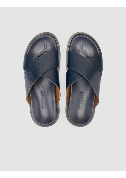 %100 Hakiki Deri Lacivert Erkek Terlik fırsatları