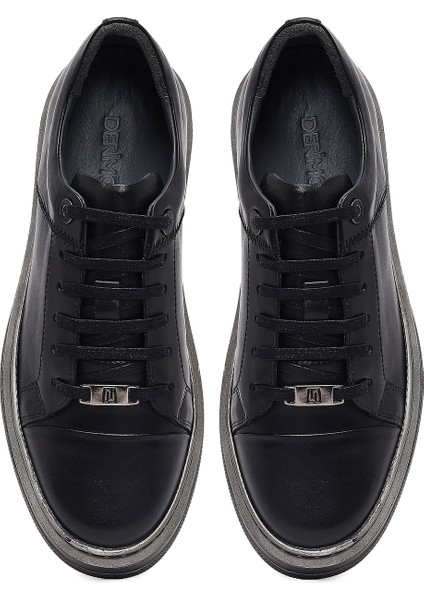 Erkek Siyah Bağcıklı Deri Sneaker 25WFD654318