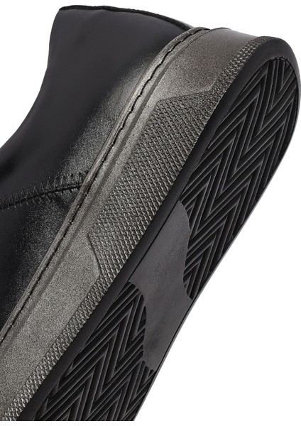 Erkek Siyah Bağcıklı Deri Sneaker 25WFD654318