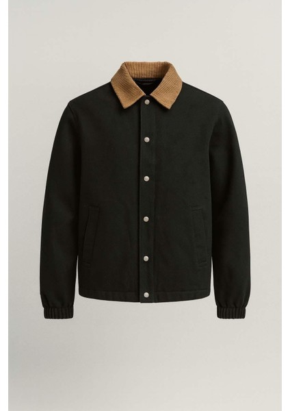 Lauri Workwear Tarzı Tok Kumaş Kadife Yakalı Rahat Kalıp Erkek Ceket - Siyah