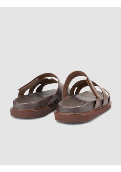 %100 Hakiki Deri Kahverengi Erkek Terlik modelleri