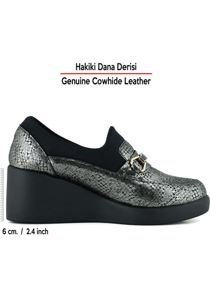 Catherine Gümüş Yılan Hakiki Dana Derisi Dolgu Topuklu Streç Günlük Ayakkabı fiyatları