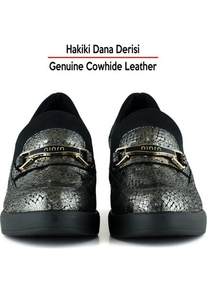 Catherine Gümüş Yılan Hakiki Dana Derisi Dolgu Topuklu Streç Günlük Ayakkabı fırsatları