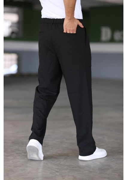 Baggy Çift Pileli Siyah Renk Beli Lastikli Kaliteli Rahat Kesim Klasik Bol Paça Baggy Pantolon fırsatları