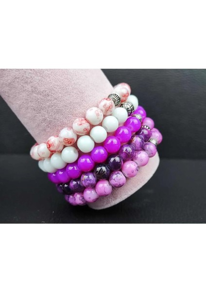 5'li Set Akrilik Porselen Kaplama Doğal Taş Bileklik - Unisex Günlük Aksesuar Kombin Hediyelik Bujiteri modelleri