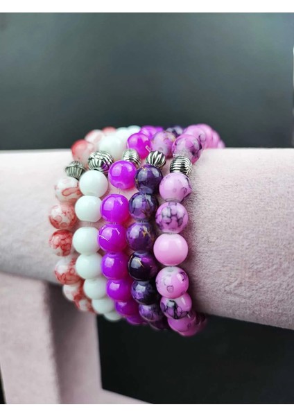 5'li Set Akrilik Porselen Kaplama Doğal Taş Bileklik - Unisex Günlük Aksesuar Kombin Hediyelik Bujiteri fırsatları