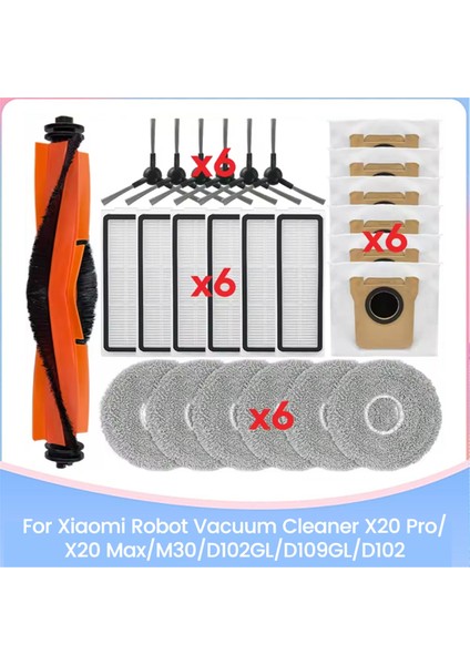 Xiaomi X20 PRO/X20 MAX/M30/D102GL/D109GL/D102 Robot Süpürge Yedek Parçaları Fırça Filtre Paspas Bezi Toz Torbası Için 25 Adet (Yurt Dışından)