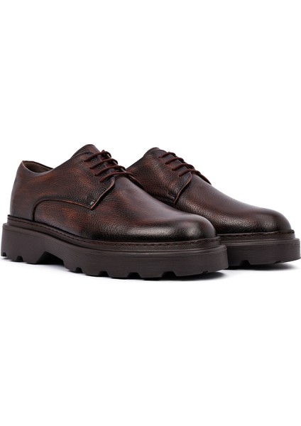 Erkek Kahverengi Bağcıklı Kalın Tabanlı Deri Casual Ayakkabı 25WFD6855FT modelleri