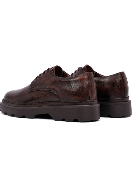 Erkek Kahverengi Bağcıklı Kalın Tabanlı Deri Casual Ayakkabı 25WFD6855FT indirimleri