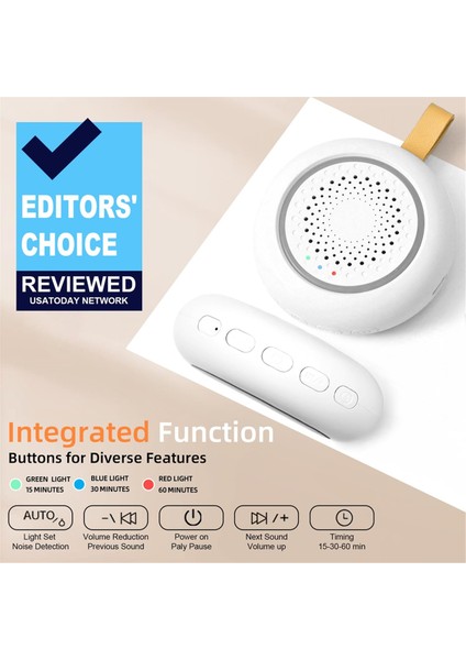 Taşınabilir Ses Makinesi, Gece Işıklı Nature Sound Beyaz Gürültü Ses Makinesi Uyku, Kaygı Giderici, Ev Seyahati Için (Yurt Dışından) modelleri
