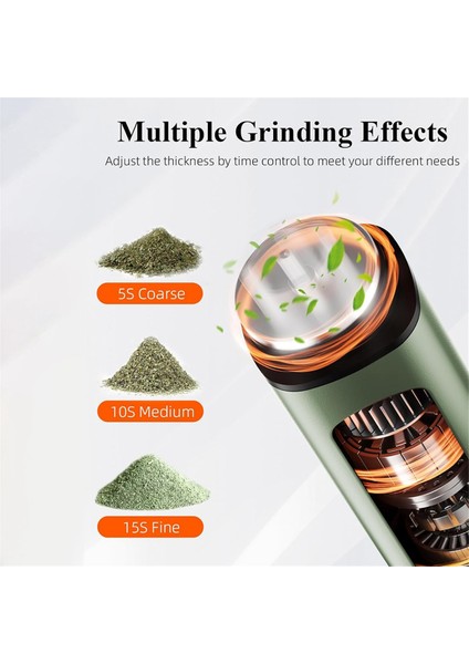 Taşınabilir Otomatik Öğütme Elektrikli Ot Öğütücü Tek Dokunuşla 1,5 G'a Kadar Öğütme Otomatik Kuru Baharat Değirmeni Makinesi Yeşil (Yurt Dışından) modelleri