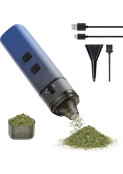 Taşınabilir Otomatik Öğütme Elektrikli Ot Öğütücü Tek Dokunuşla 1,5 G'a Kadar Öğütme Otomatik Kuru Baharat Değirmeni Makinesi Mavi (Yurt Dışından)