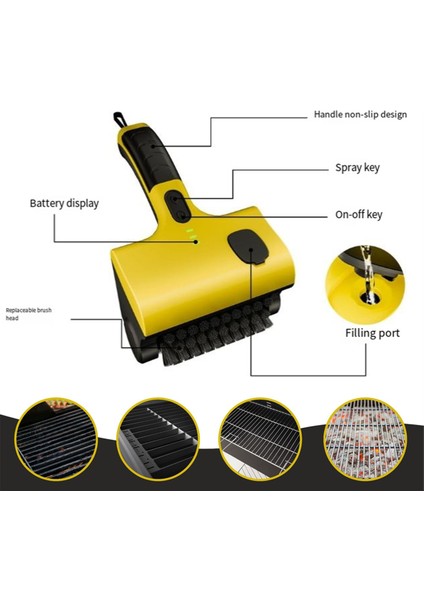 Kablosuz Elektrikli Barbekü Izgara Temizleme Fırçası, Ev Mutfak Fayans Temizleme Fırçası Değiştirilebilir Fırça Başlıkları (Yurt Dışından) modelleri