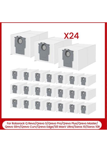 Roborock Q Revo/qrevo S/qrevo Pro/qrevo Plus/qrevo Master/qrevo Curv/s8 Maxv Ultra/saros 10/saros 10R Için 24 Toz Torbası (Yurt Dışından)