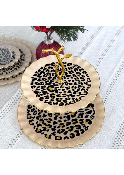 Leopar Wavy Altın Yaldızlı Kurabiyelik