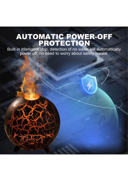 Ultrasonik Planet Hava Nemlendirici 200ML USB 7 Renk Alev Aromaterapi Difüzörü Renkli Çatlak Alev B (Yurt Dışından) modelleri