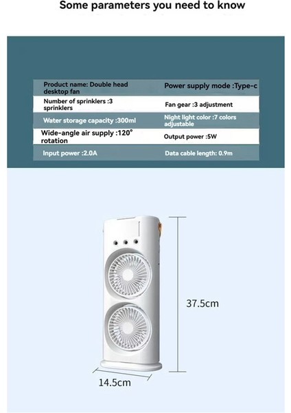 Taşınabilir Hava Soğutma Fanı Şarj Edilebilir Hava Sisleme Kule Fanı Uzaktan Kumandalı Buharlaştırıcı Klima Yatak Odası Için (Yurt Dışından)