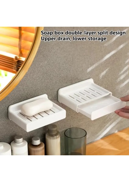 Duvara Monte Sabunluk Tutucu, Delinmez, Kendinden Yapışkanlı, Çıkarılabilir Çekmeceli Çift Katmanlı, Banyo Için Tahliye Dağıtıcısı (Yurt Dışından) fırsatları