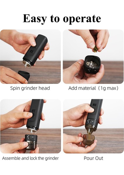Taşınabilir Otomatik Öğütme Elektrikli Ot Öğütücü Tek Dokunuşla 1,5 G'a Kadar Öğütme Otomatik Kuru Baharat Değirmeni Makinesi Siyah (Yurt Dışından) modelleri