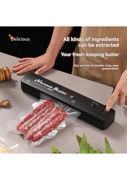 Gıda Torbası Vakum Makinesi Plastik Mühür Taze Tutma Makinesi Küçük Ev Gıda Ambalajı Siyah Ab Fişi (Yurt Dışından) modelleri