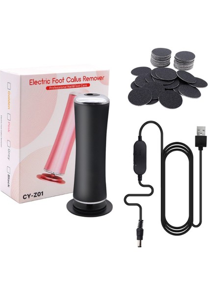 Elektrikli Ayak Nasır Giderici Elektrikli Pedikür Makinesi Ayarlanabilir Hız 60 Adet Yedek Zımpara Siyah (Yurt Dışından)