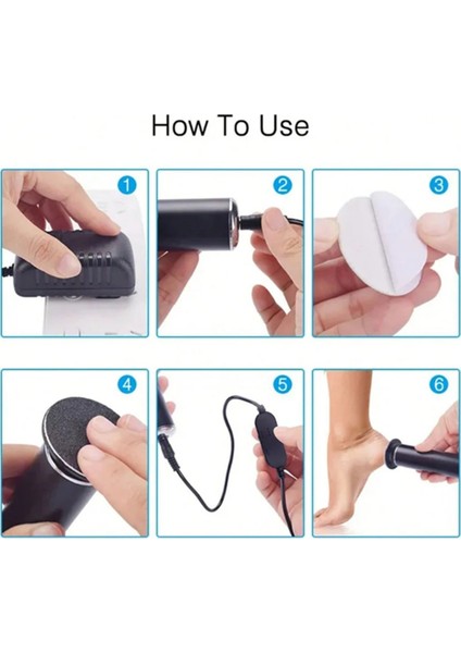 Elektrikli Ayak Nasır Giderici Elektrikli Pedikür Makinesi Ayarlanabilir Hız 60 Adet Yedek Zımpara Siyah (Yurt Dışından) indirimleri