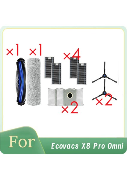 Ecovacs X8 Pro Omni Robot Vakum Silindiri Yan Fırça Hepa Filtre Paspas Pedi Toz Torbası Ultra Dayanıklı Aksesuarlar Için 10 Adet (Yurt Dışından)
