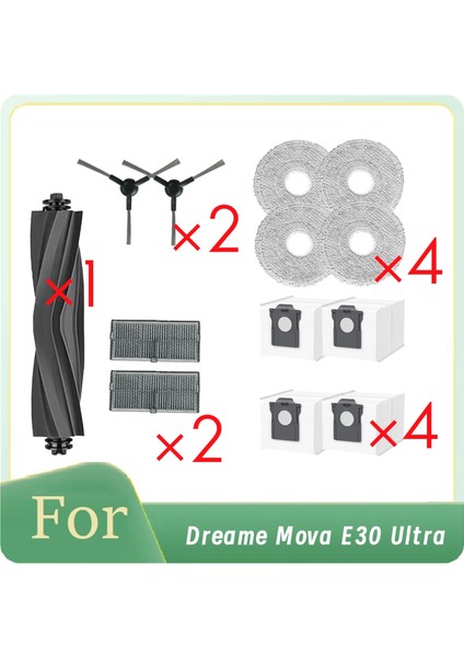 Dreame Mova E30 Ultra Silindir Yan Fırça Hepa Filtre Paspas Pedi Toz Torbası Ultra Dayanıklı Aksesuarlar Için 13 Adet (Yurt Dışından)